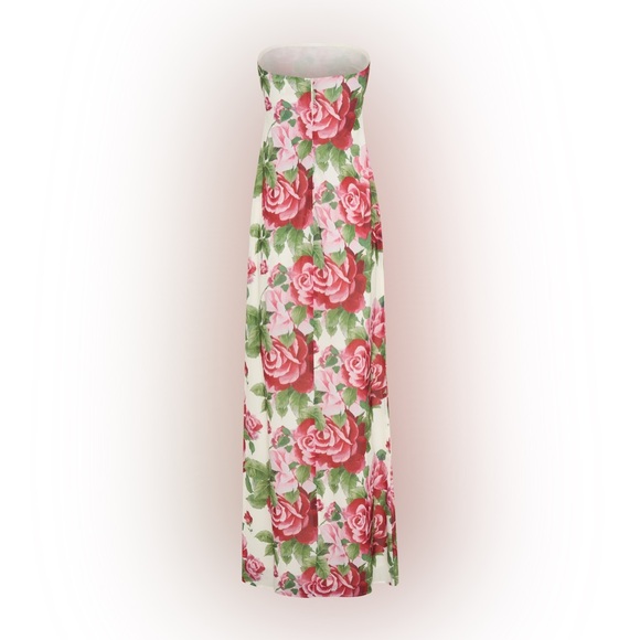 Meshki Strapless Floral Dress in Pink and Green - Picture 6 of 9